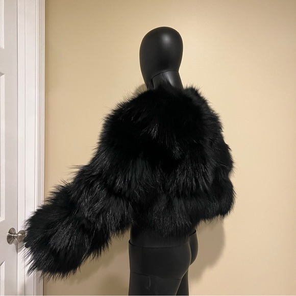 Genuine Raccoon Fur Coat Long Sleeve lined Trench Jacket Parka Puffer bomber fur - Picture 3 of 17